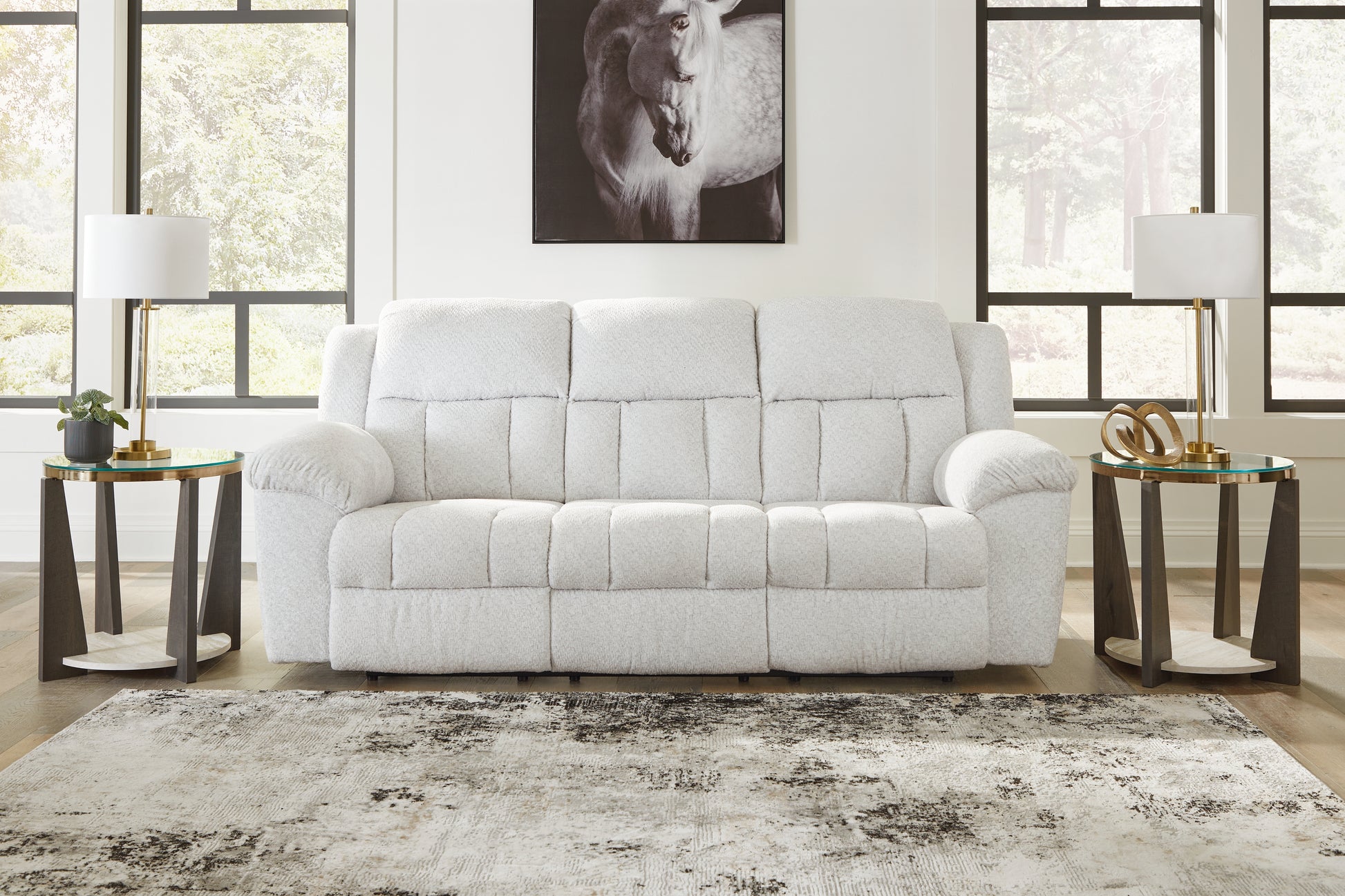 Cassel Furniture Outlet - Ashley Furniture - Frohn Living Room - Reclining Sofa / Snow - 3740588