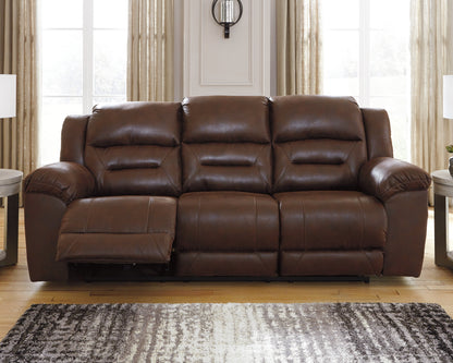 Cassel Furniture Outlet - Ashley Furniture - Stoneland Living Room - Reclining Power Sofa / Chocolate - 3990487