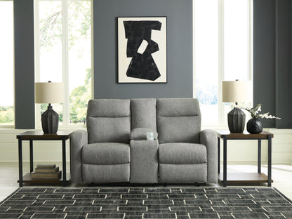 Cassel Furniture Outlet - Ashley Furniture - Gauntlet Living Room - DBL Rec Loveseat w/Console / Sterling - PC4220494