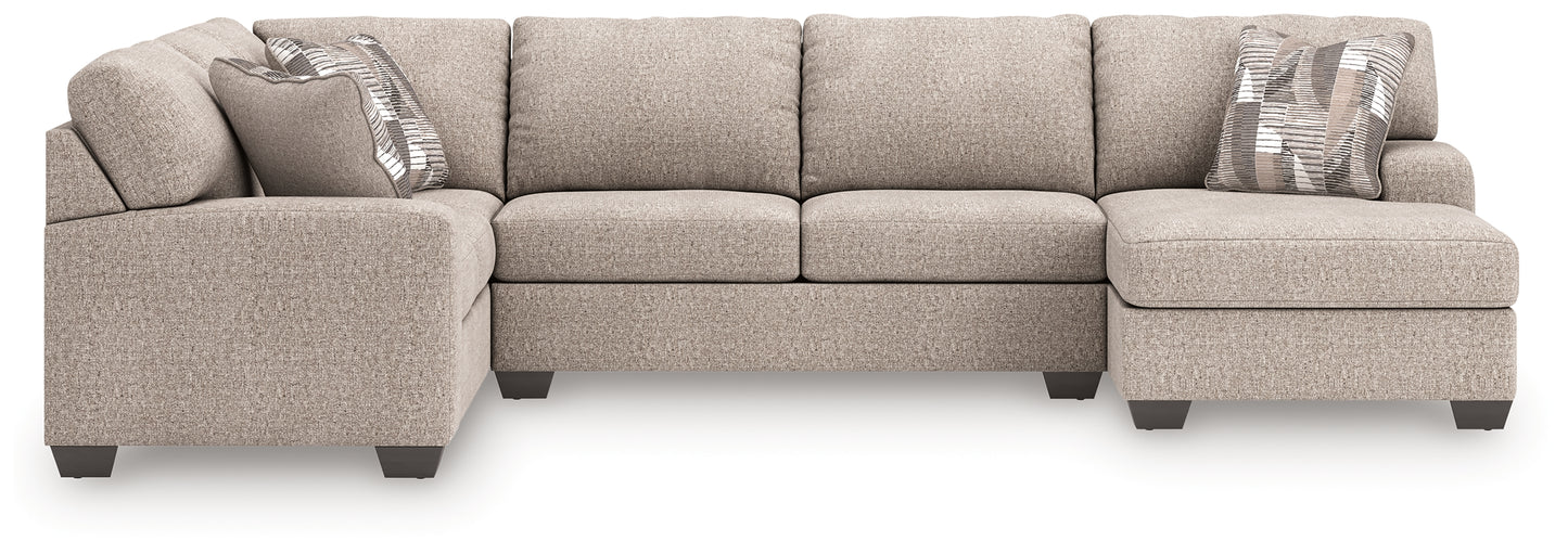 Cassel Furniture Outlet - Ashley Furniture - Newellen Sectional - LAF 3-Piece Sectional with Chaise / Hemp - 48404S6