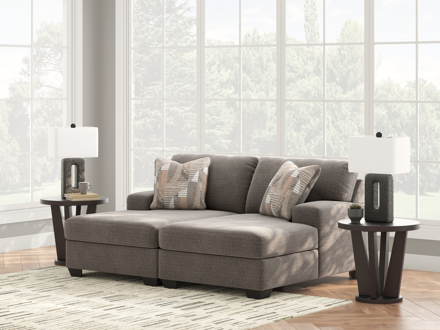 Cassel Furniture Outlet - Ashley Furniture - Newellen Sectional - RAF 2-Piece Super Chaise / Greystone - 48405S4