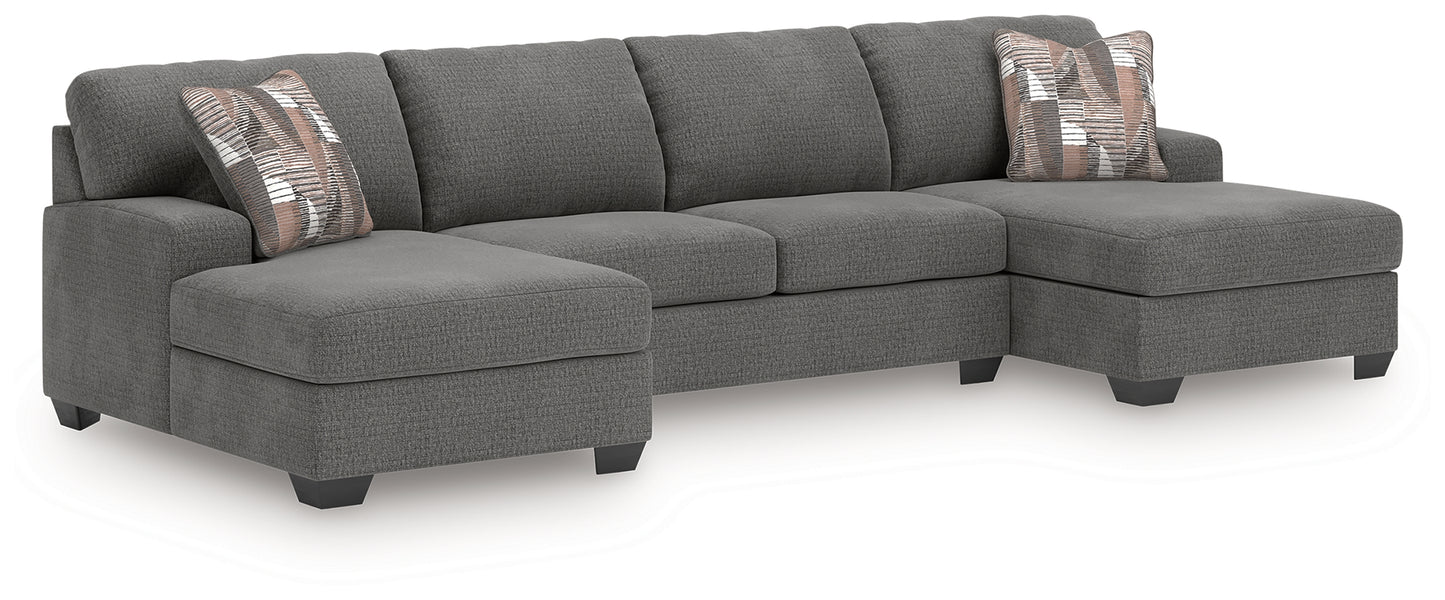 Cassel Furniture Outlet - Ashley Furniture - Newellen Sectional - RAF 3-Piece Sectional with Double Chaise / Greystone - 48405S3