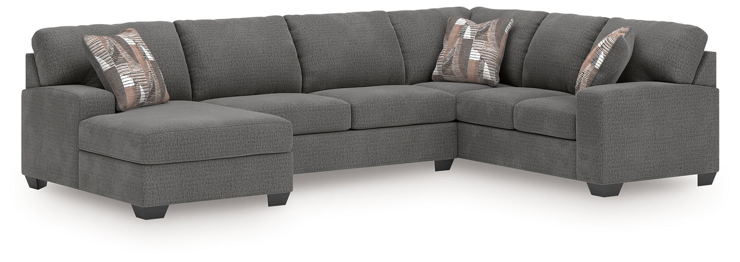 Cassel Furniture Outlet - Ashley Furniture - Newellen Sectional - RAF 3-Piece Sectional with Chaise / Greystone - 48405S1