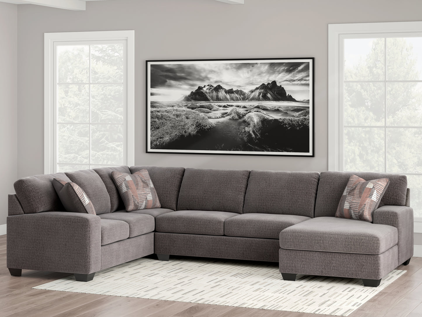 Cassel Furniture Outlet - Ashley Furniture - Newellen Sectional - LAF 3-Piece Sectional with Chaise / Greystone - 48405S2