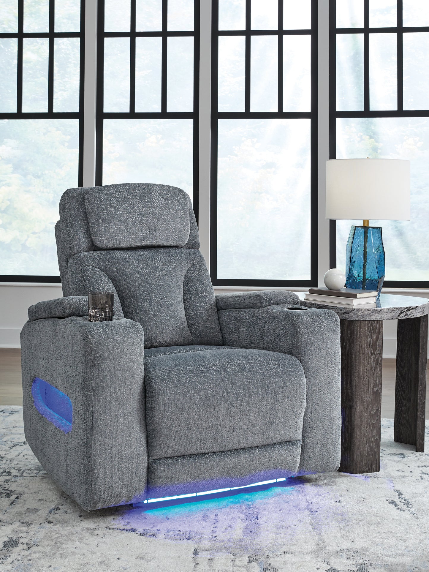 Cassel Furniture Outlet - Ashley Furniture - Studio Cave Living Room - PWR Recliner/ADJ Headrest / Steel - PC4980213