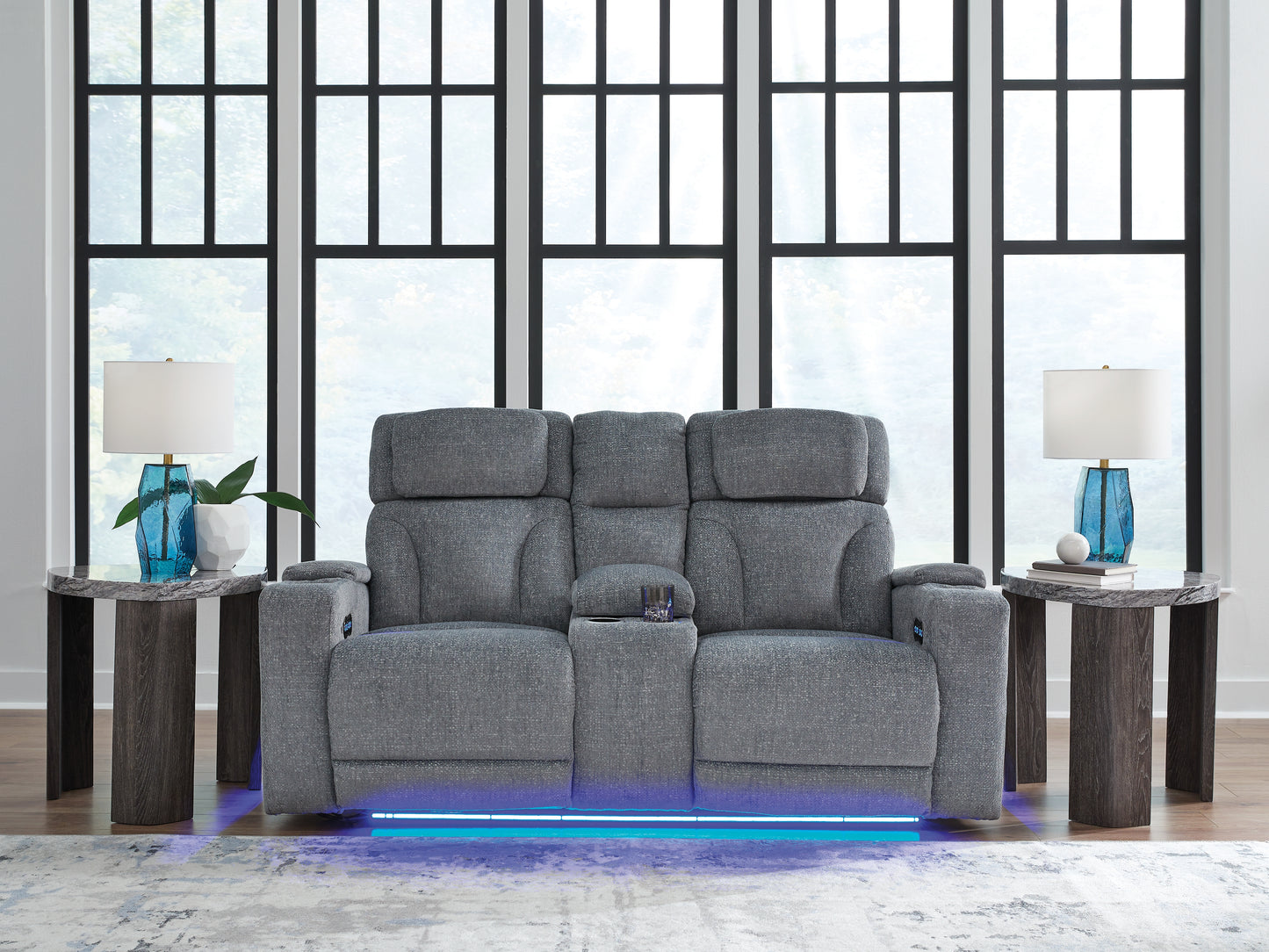 Cassel Furniture Outlet - Ashley Furniture - Studio Cave Living Room - PWR REC Loveseat/CON/ADJ HDRST / Steel - PC4980218