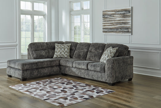 Cassel Furniture Outlet - Ashley Furniture - Lonoke Sectional - RAF 2-Piece Sectional with Chaise / Gunmetal - 50504S1