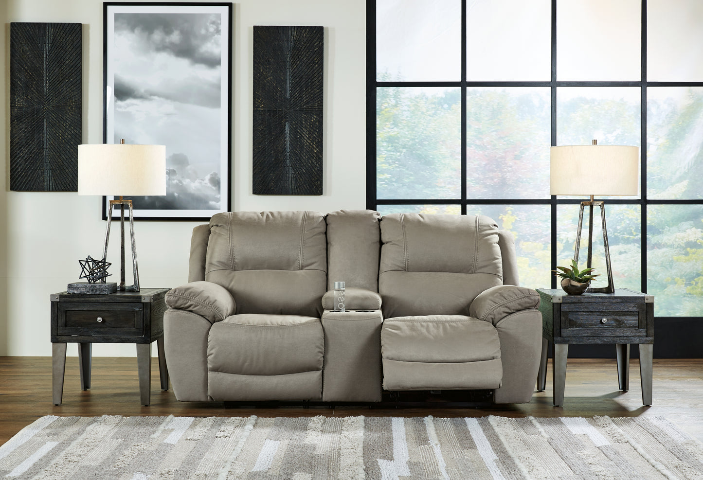 Cassel Furniture Outlet - Ashley Furniture - Next-Gen Gaucho Living Room - DBL REC PWR Loveseat w/Console / Putty - 5420396