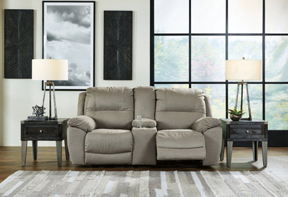 Cassel Furniture Outlet - Ashley Furniture - Next-Gen Gaucho Living Room - DBL REC PWR Loveseat w/Console / Putty - 5420396