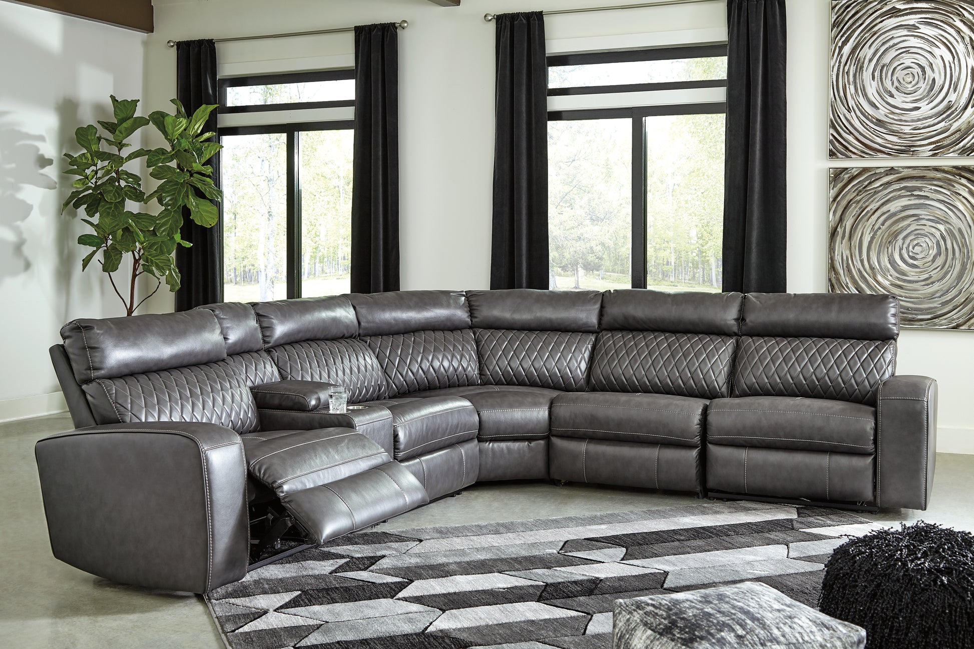 Cassel Furniture Outlet - Ashley Furniture - Samperstone Sectional - 2-Piece Power Reclining Sectional Loveseat / Gray - 55203S5