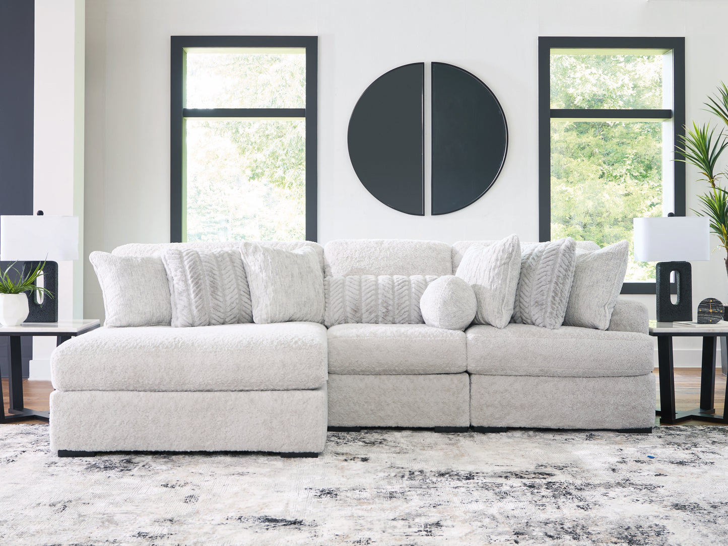 Cassel Furniture Outlet - Ashley Furniture - Cuddle Plush Sectional - 3-Piece Sectional with Chaise / Arctic - PC59106S7