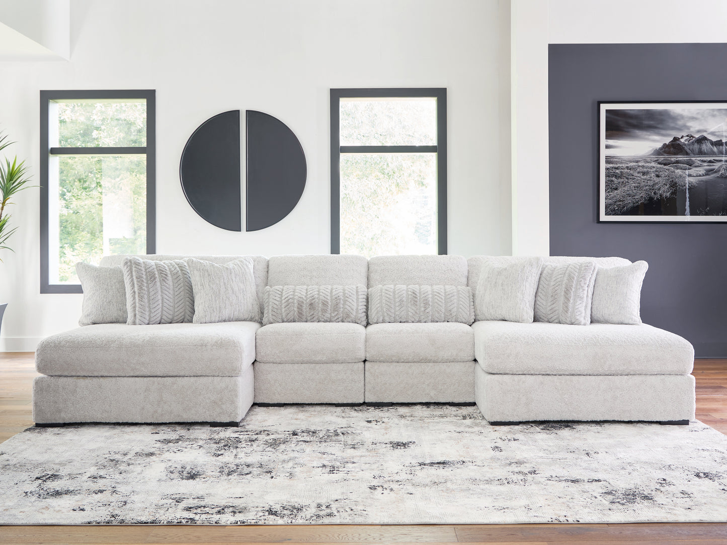 Cassel Furniture Outlet - Ashley Furniture - Cuddle Plush Sectional - 4-Piece Sectional with Chaise / Arctic - PC59106S4