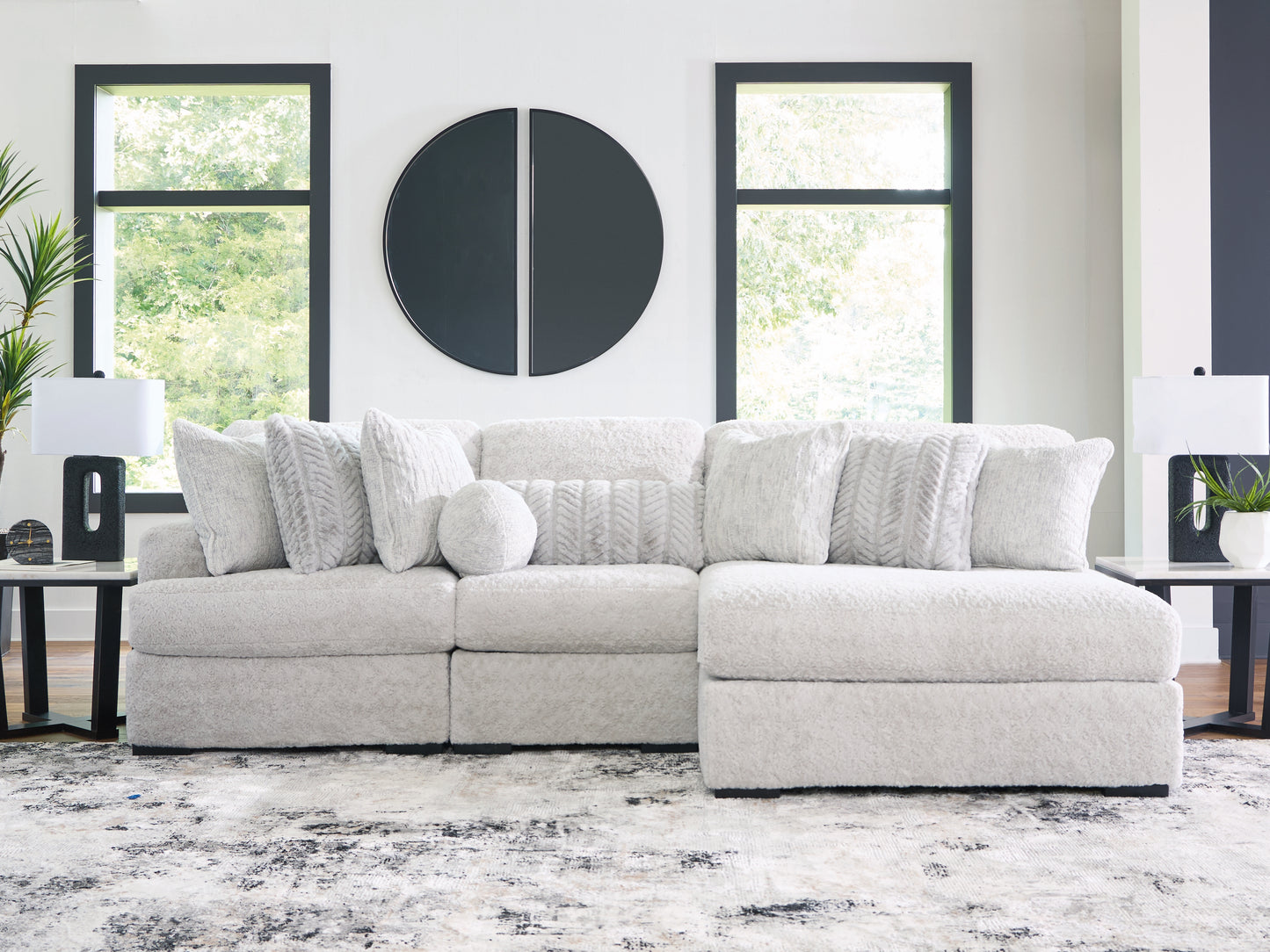 Cassel Furniture Outlet - Ashley Furniture - Cuddle Plush Sectional - RAF 3-Piece Sectional with Chaise / Arctic - PC59106S1