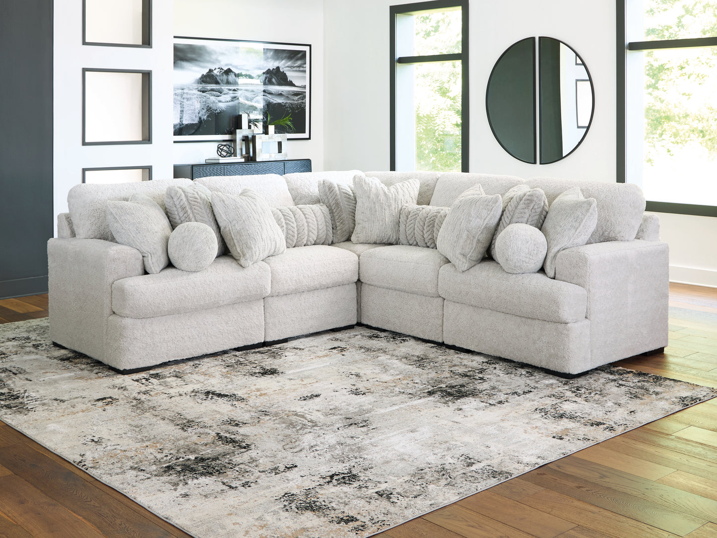 Cassel Furniture Outlet - Ashley Furniture - Cuddle Plush Sectional - RAF 5-Piece Sectional / Arctic - PC59106S2