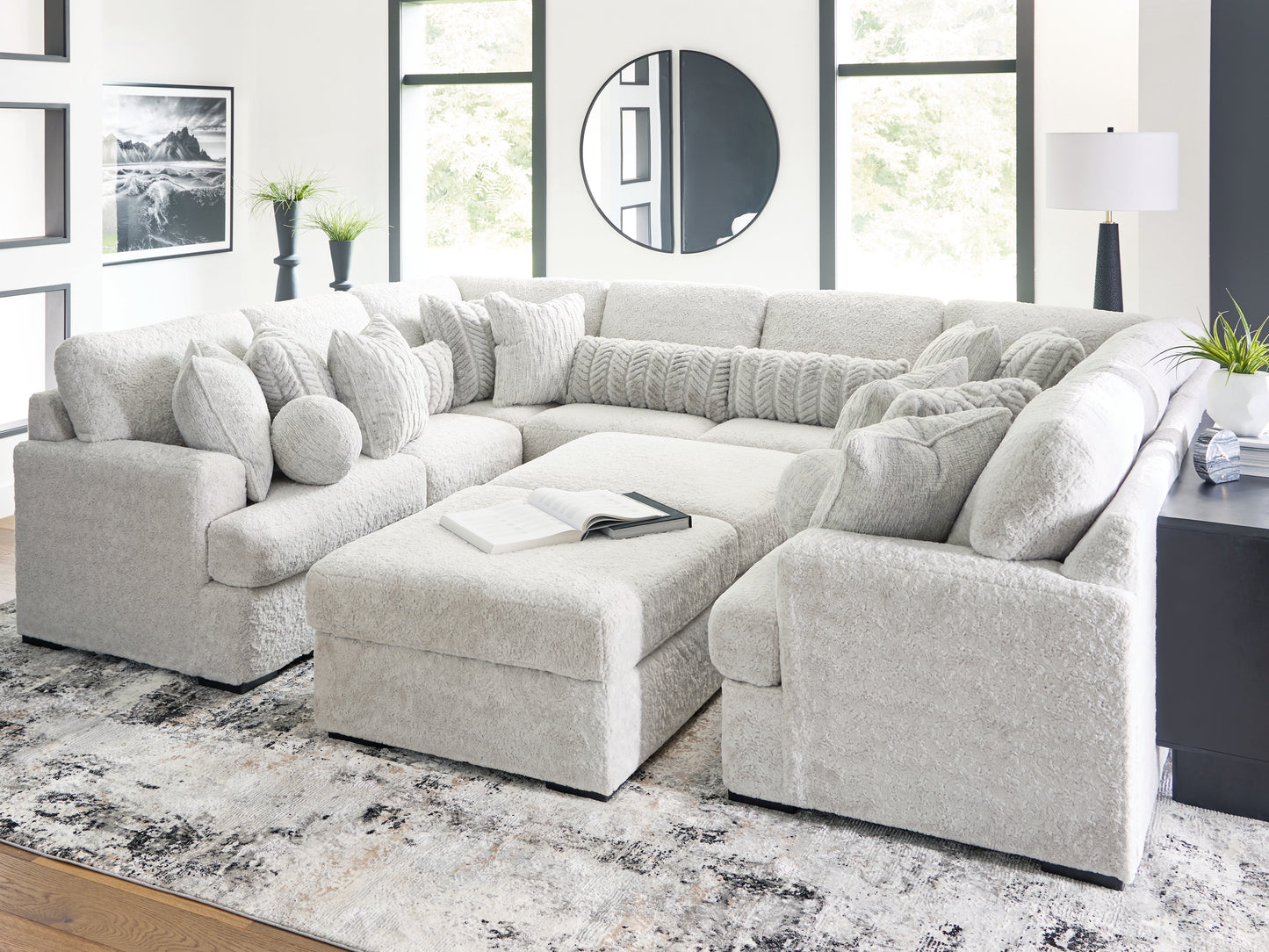 Cassel Furniture Outlet - Ashley Furniture - Cuddle Plush Sectional - RAF 10-Piece Sectional / Arctic - PC59106S10