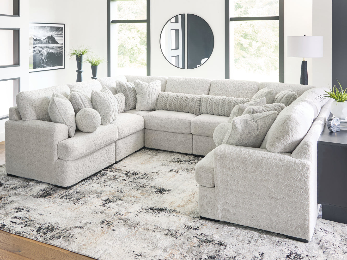 Cassel Furniture Outlet - Ashley Furniture - Cuddle Plush Sectional - RAF 8-Piece Sectional / Arctic - PC59106S6