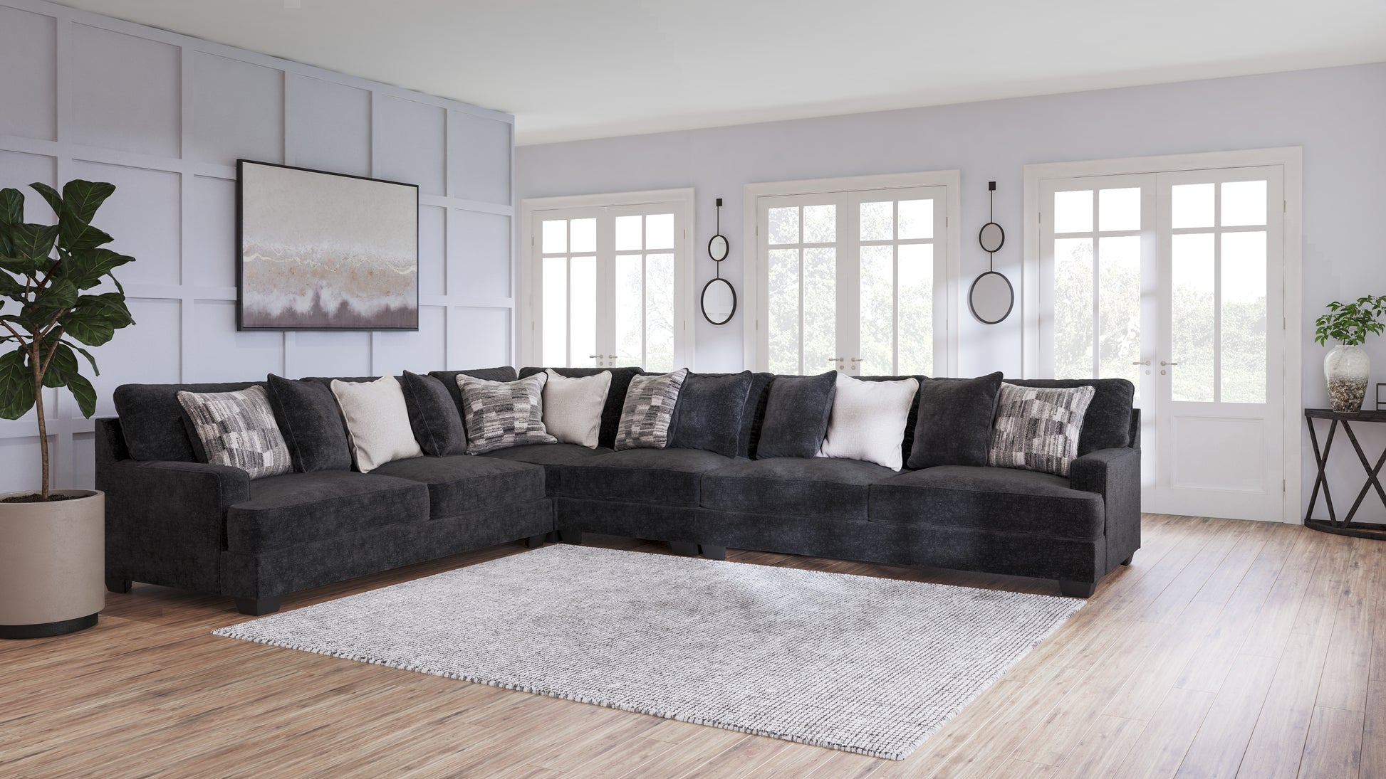 Cassel Furniture Outlet - Ashley Furniture - Lavernett Sectional - LAF 4-Piece Sectional / Charcoal - 59603S2