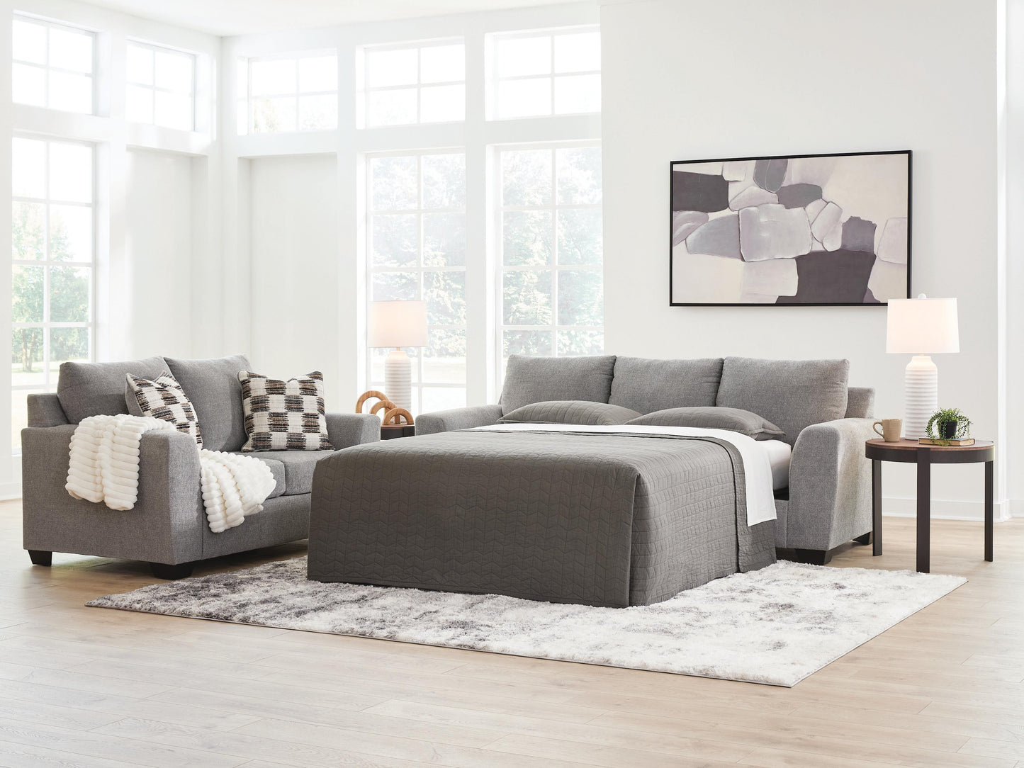 Cassel Furniture Outlet - Ashley Furniture - Loreo Living Room - Queen Sofa Sleeper / Flint - 6310339