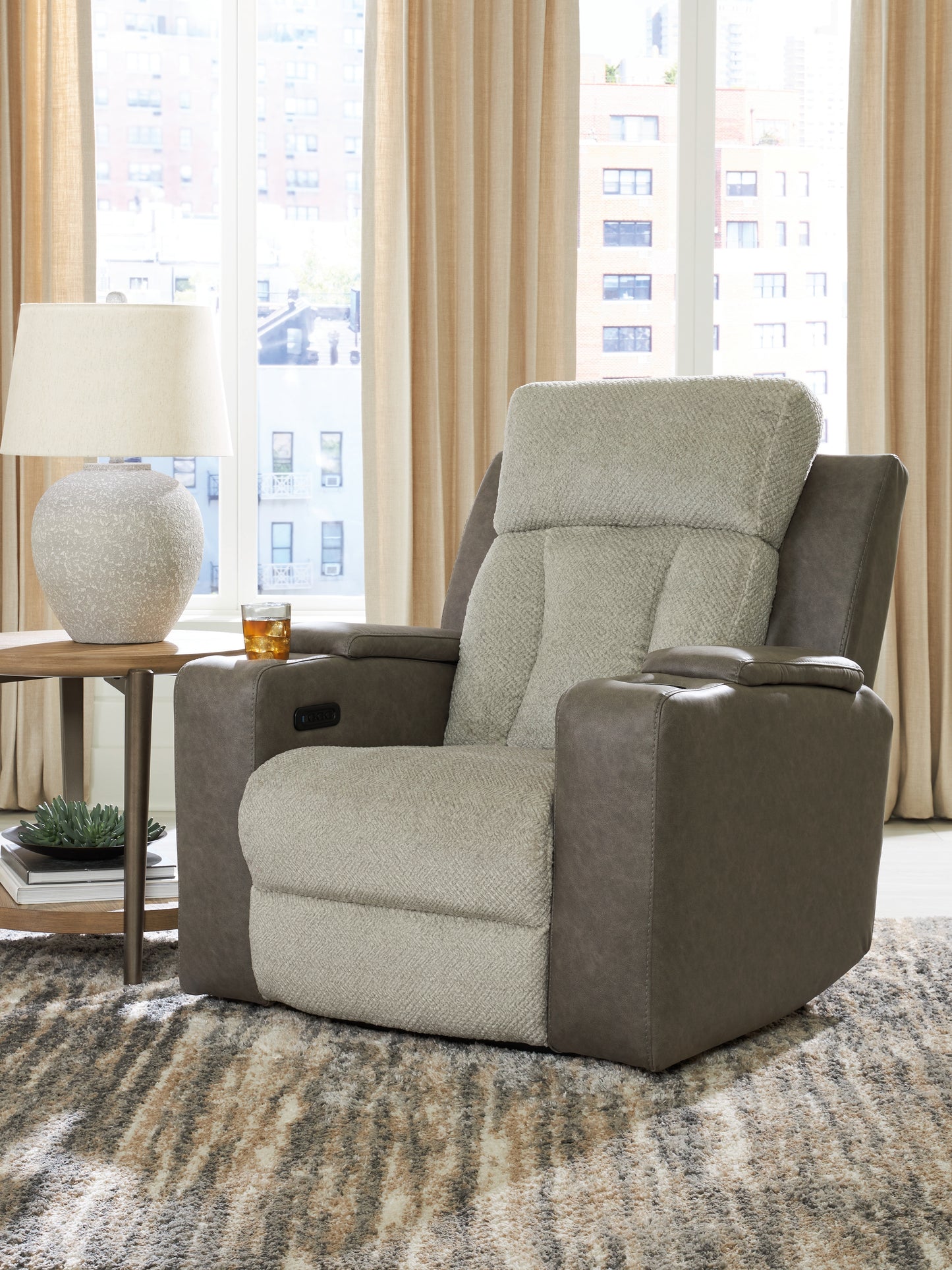 Cassel Furniture Outlet - Ashley Furniture - WhipLash Living Room - PWR Recliner/ADJ Headrest / Sisal - PC6320413