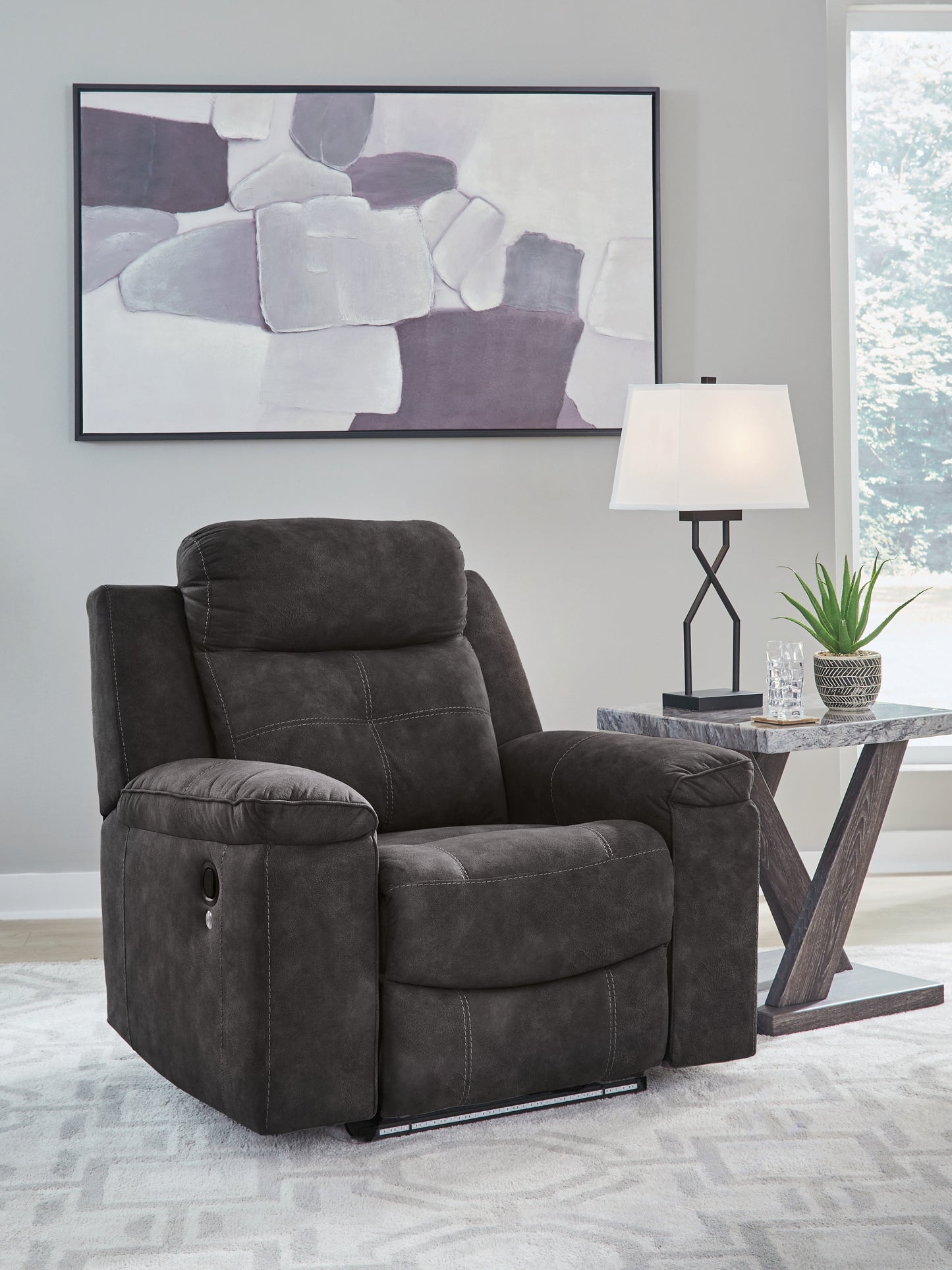 Cassel Furniture Outlet - Ashley Furniture - Brysonview Living Room - Zero Wall Recliner / Charcoal - 6360529