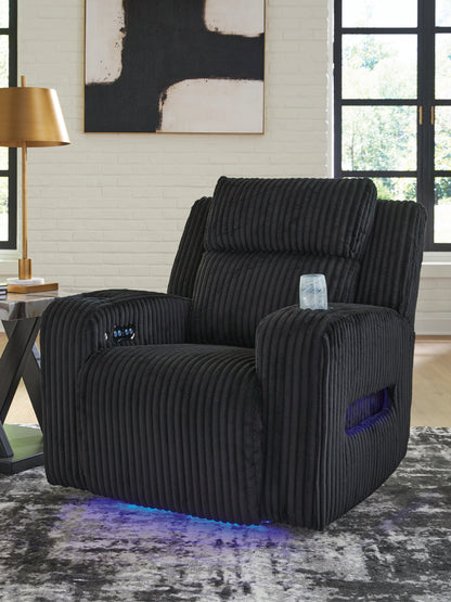 Cassel Furniture Outlet - Ashley Furniture - Forest Lake Living Room - PWR Recliner/ADJ Headrest / Black - PC6420213