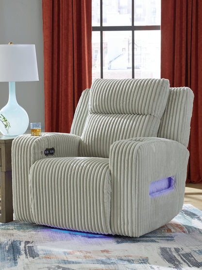 Cassel Furniture Outlet - Ashley Furniture - Forest Lake Living Room - PWR Recliner/ADJ Headrest / Alloy - PC6420313
