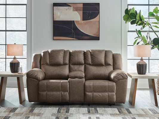 Cassel Furniture Outlet - Ashley Furniture - Lowilla Living Room - DBL Rec Loveseat w/Console / Driftwood - PC6450694