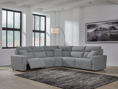 Cassel Furniture Outlet - Ashley Furniture - ModMax II Sectional - 5-Piece Power Reclining Sectional / Salt and Pepper - 65906S8