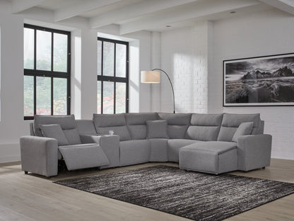 Cassel Furniture Outlet - Ashley Furniture - ModMax II Sectional - 6-Piece Power Reclining Sectional with Chaise and Console / Salt and Pepper - 65906S6