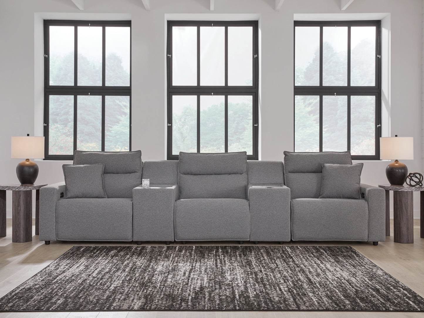 Cassel Furniture Outlet - Ashley Furniture - ModMax II Sectional - 5-Piece Power Reclining Sectional with Consoles / Salt and Pepper - 65906S14