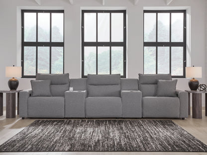 Cassel Furniture Outlet - Ashley Furniture - ModMax II Sectional - 5-Piece Power Reclining Sectional with Consoles / Salt and Pepper - 65906S14