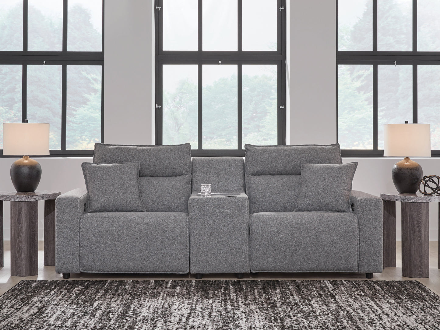 Cassel Furniture Outlet - Ashley Furniture - ModMax II Sectional - 3-Piece Power Reclining Sectional with Console / Salt and Pepper - 65906S3