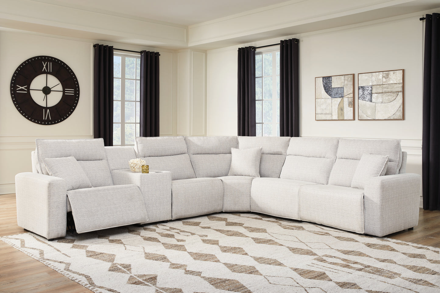 Cassel Furniture Outlet - Ashley Furniture - ModMax II Sectional - 6-Piece Reclining Sectional with Console / Stone - 65907S36