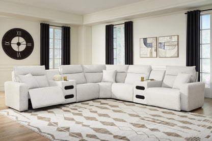 Cassel Furniture Outlet - Ashley Furniture - ModMax II Sectional - 7-Piece Power Reclining Sectional with Audio Consoles / Stone - 65907S9