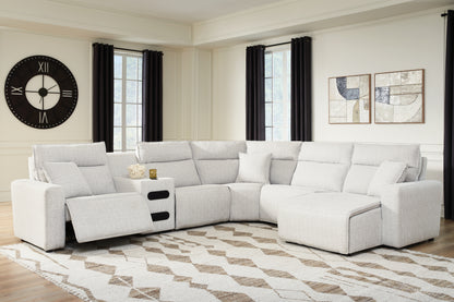 Cassel Furniture Outlet - Ashley Furniture - ModMax II Sectional - 6-Piece Reclining Sectional with Chaise and Audio Console / Stone - 65907S28
