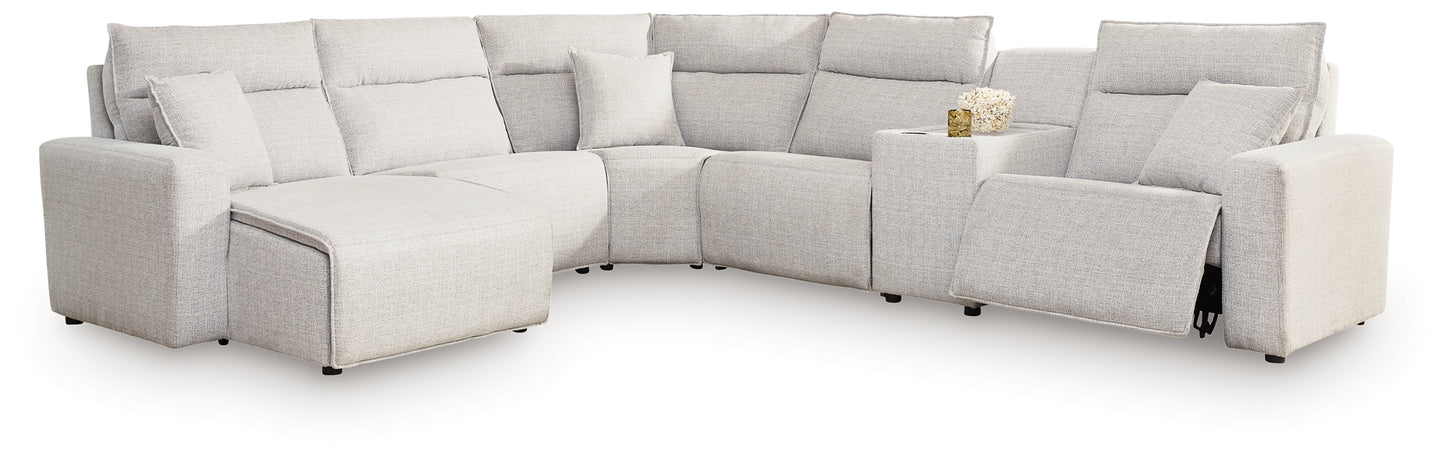 Cassel Furniture Outlet - Ashley Furniture - ModMax II Sectional - 6-Piece Power Reclining Sectional with Chaise and Console / Stone - 65907S19