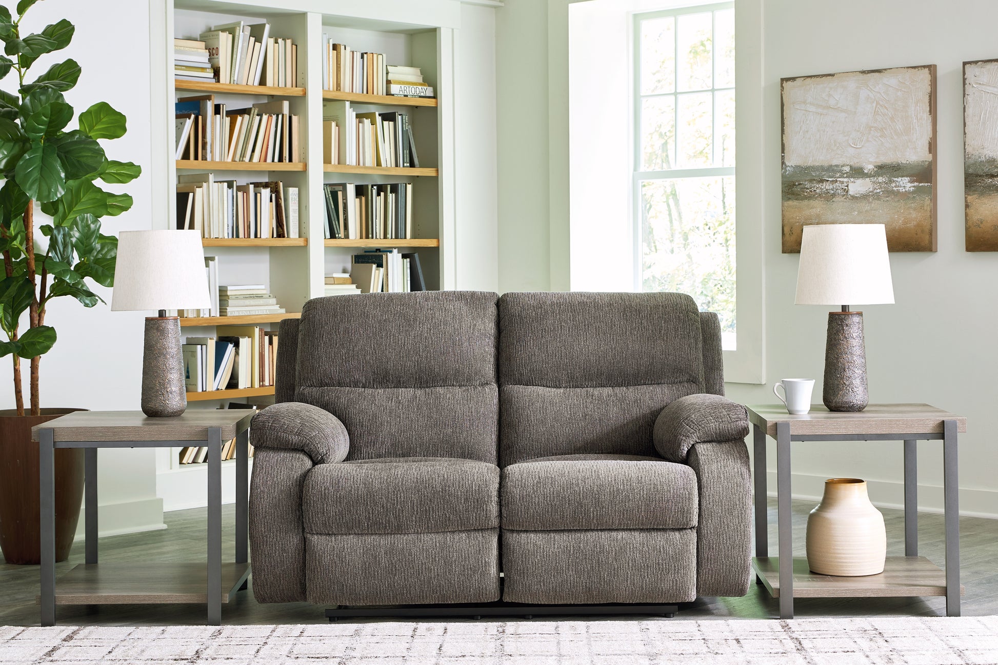 Cassel Furniture Outlet - Ashley Furniture - Scranto Living Room - Reclining Loveseat / Brindle - 6650286
