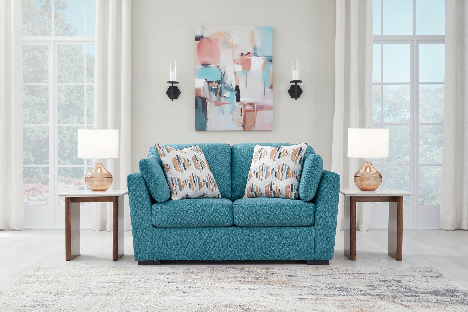 Cassel Furniture Outlet - Ashley Furniture - Keerwick Living Room - Loveseat / Teal - 6750735