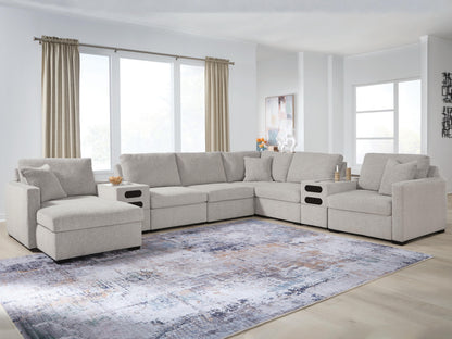 Cassel Furniture Outlet - Ashley Furniture - ModMax Luxe Sectional - RAF 8-Piece Sectional with Chaise and Audio Consoles / Flint - 68605S41
