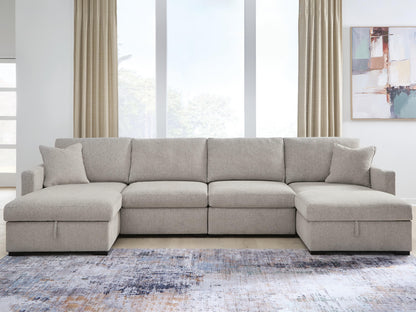 Cassel Furniture Outlet - Ashley Furniture - ModMax Luxe Sectional - RAF 4-Piece Double Storage Chaise Sectional / Flint - 68605S62