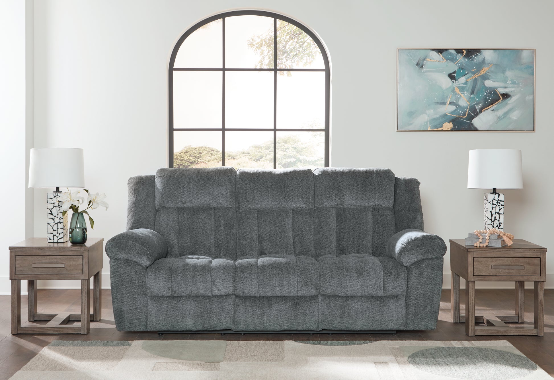 Cassel Furniture Outlet - Ashley Furniture - Tip-Off Living Room - PWR REC Sofa with ADJ Headrest / Slate - 6930415