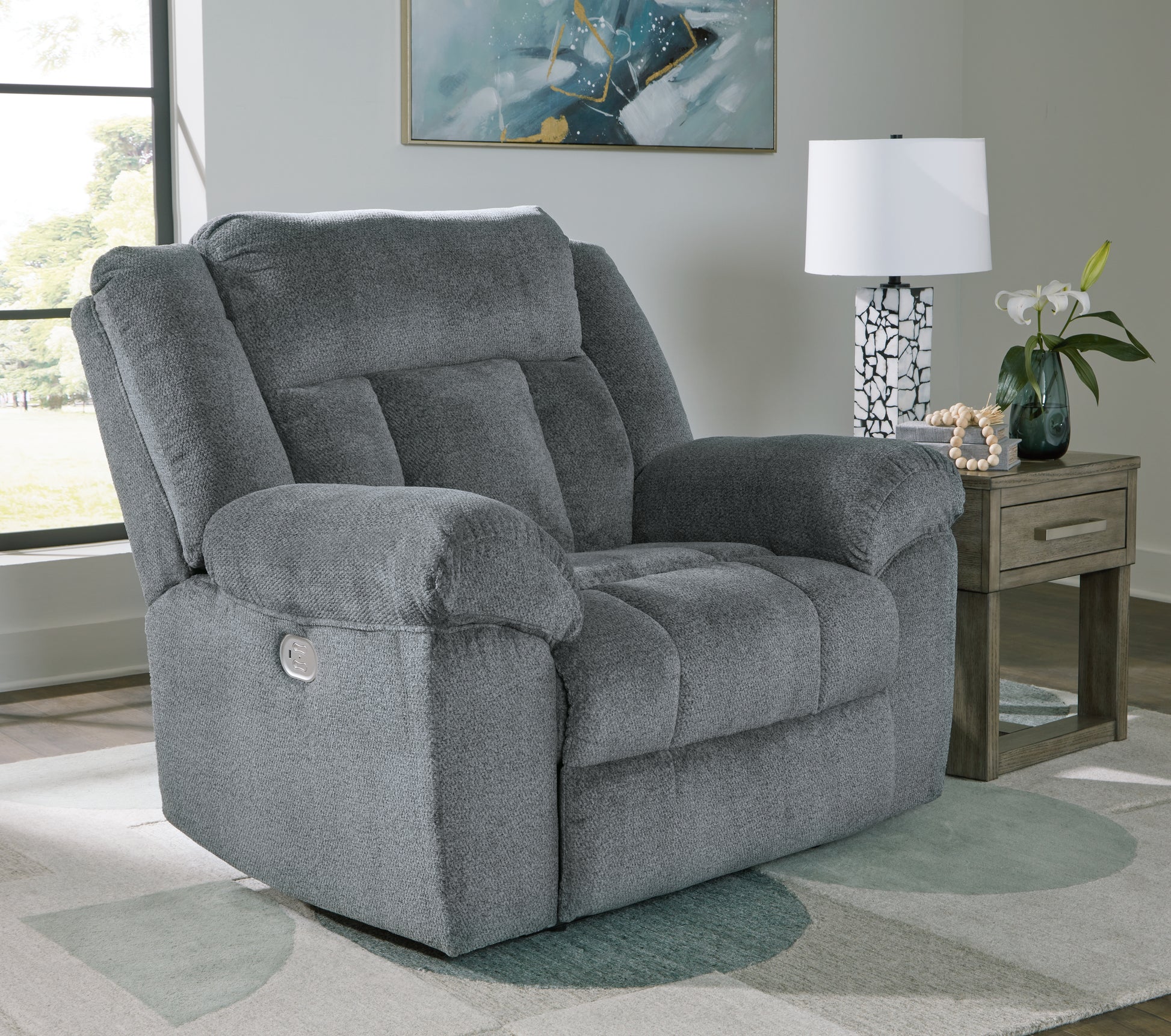 Cassel Furniture Outlet - Ashley Furniture - Tip-Off Living Room - PWR Recliner/ADJ Headrest / Slate - 6930482