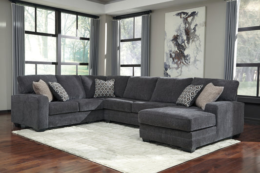 Cassel Furniture Outlet - Ashley Furniture - Tracling Sectional - RAF 3-Piece Sectional with Chaise / Slate - 72600S1