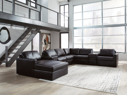 Cassel Furniture Outlet - Ashley Furniture - ModMax II Sectional - RAF 8-Piece Sectional with Chaise and Audio Consoles / Black - 74305S47