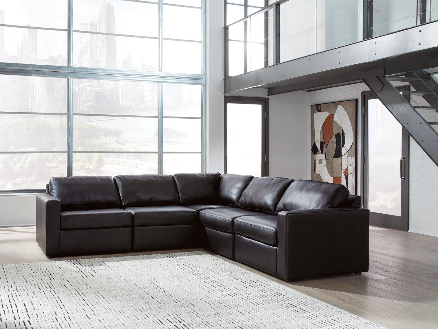 Cassel Furniture Outlet - Ashley Furniture - ModMax II Sectional - RAF 5-Piece Sectional / Black - 74305S6