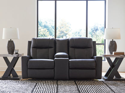 Cassel Furniture Outlet - Ashley Furniture - Mackmenville Living Room - DBL Rec Loveseat w/Console / Carbon - 7471394