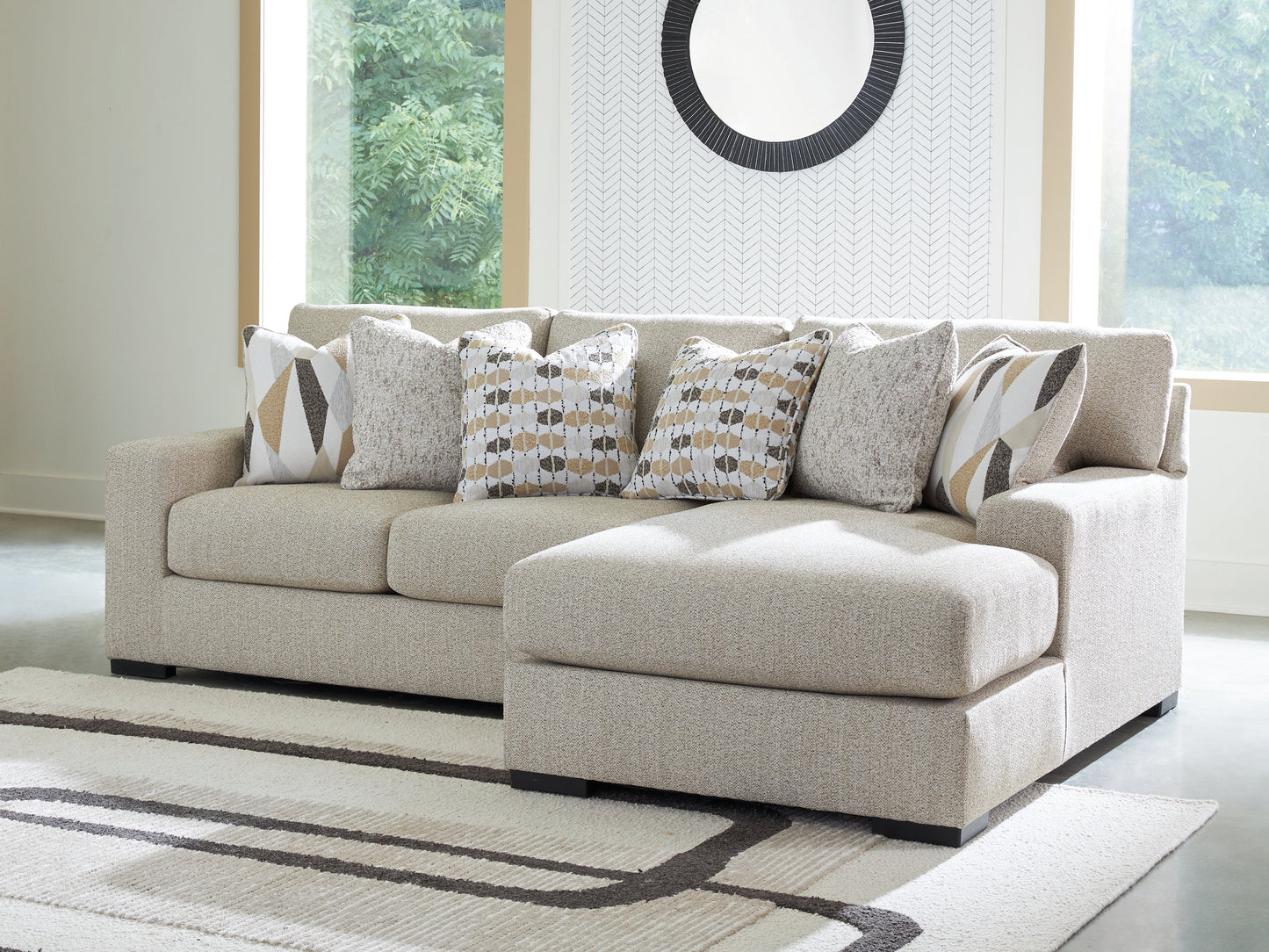 Cassel Furniture Outlet - Ashley Furniture - Laurelgrove Sectional - RAF 2-Piece Sectional Sofa Chaise / Pebble - 75105S3