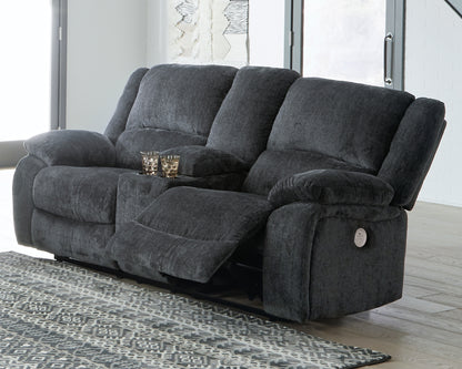 Cassel Furniture Outlet - Ashley Furniture - Draycoll Living Room - DBL REC PWR Loveseat w/Console / Slate - 7650496