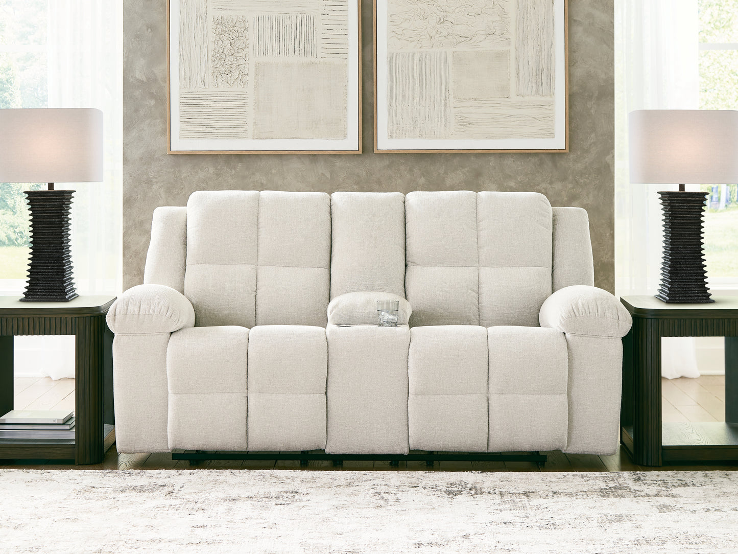 Cassel Furniture Outlet - Ashley Furniture - Orlen Living Room - DBL Rec Loveseat w/Console / Winter - 8160294