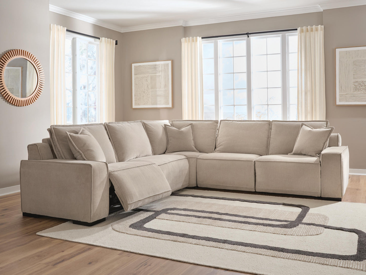 Cassel Furniture Outlet - Ashley Furniture - Carceri Sectional - 5-Piece Power Sectional Reclining Sofa - 87003S4